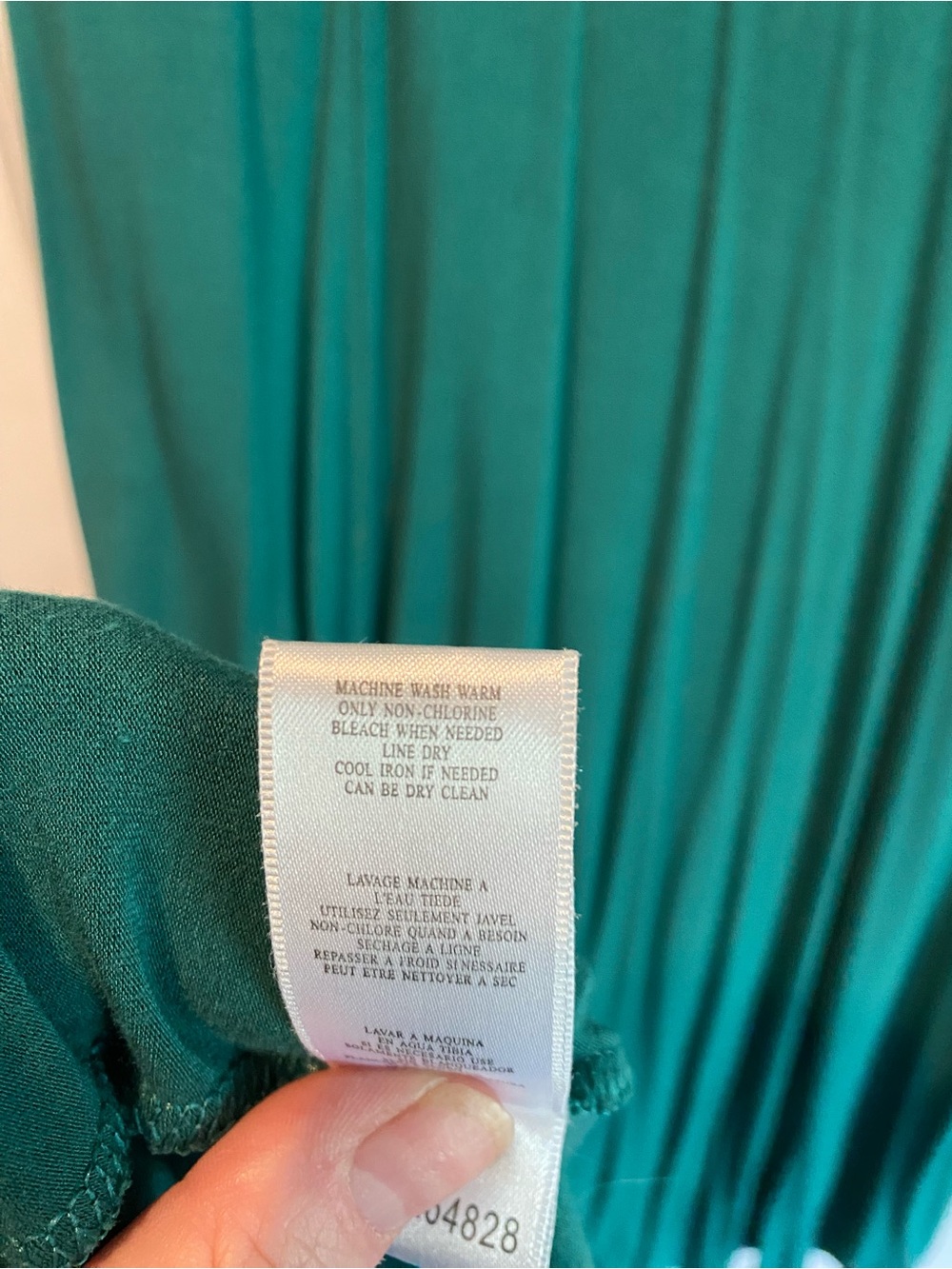 BCBGMaxAzria Teal V-Neck Tunic with Brown and White Trim - Picture 6 of 6